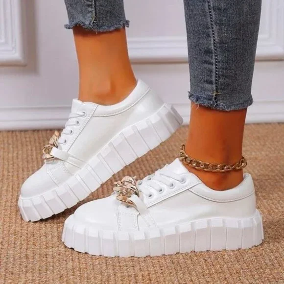 Lace-up Front Chain Decor tennis Shoes - Picture 6 of 6